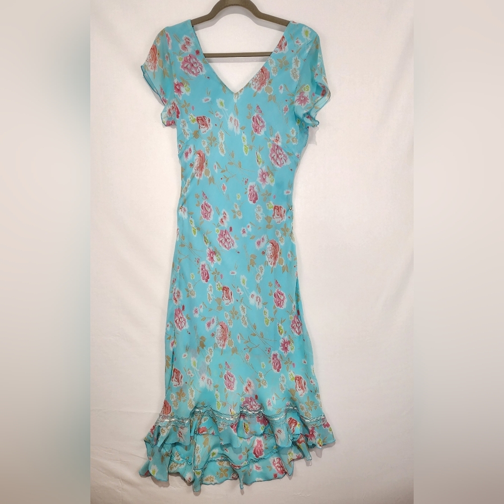 Vintage Y2K Studio‎ West Floral Turquoise Dress Size M
